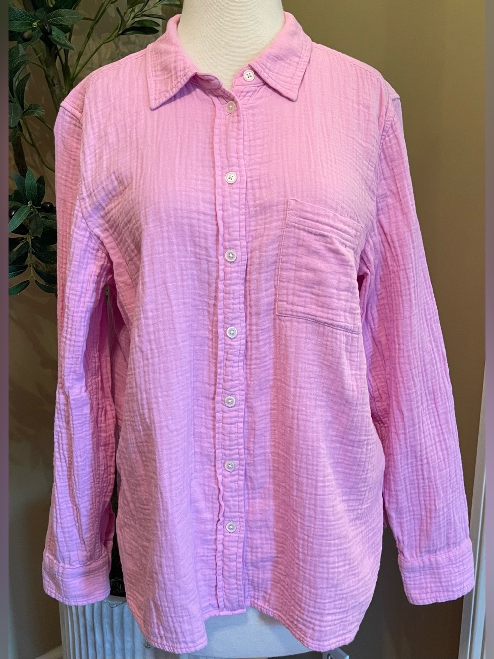 J. Crew Pink Cotton Gauze Button-Down Shirt